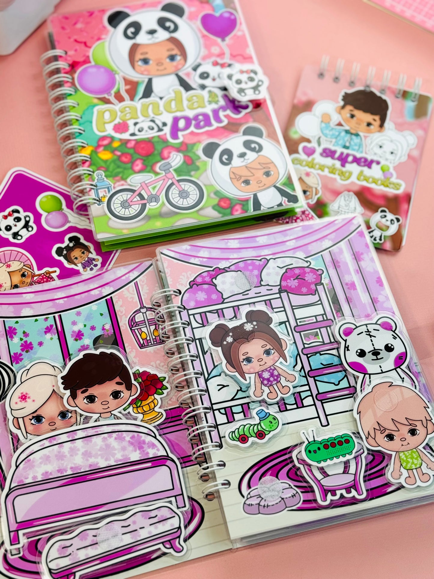 Pink Dream House Sticker Book - Dollhouse, Dress-Up, and Fun Panda Costumes for Kids