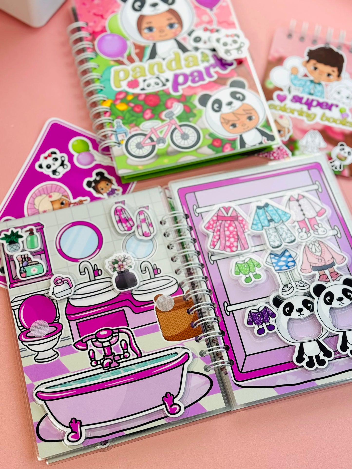 Pink Dream House Sticker Book - Dollhouse, Dress-Up, and Fun Panda Costumes for Kids