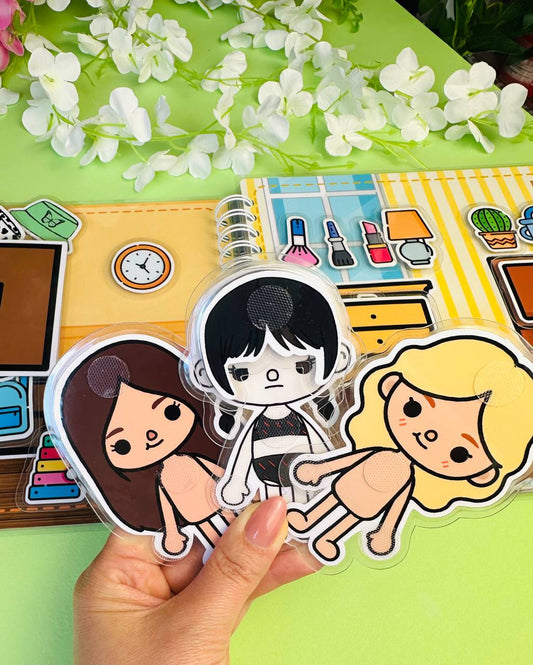 Toca Boca Children Velcro Book House Game with Wednesday Characters
